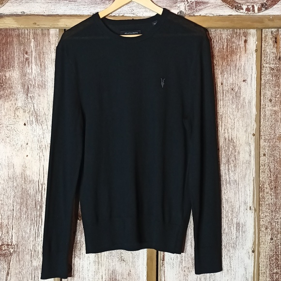 All Saints Other - 💯% merino wool All Saints pullover crew neck black lightweight sweater large